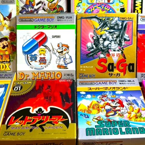 複数のゲームボーイソフトの箱付きパッケージを並べた写真。国内外で評価が分かれやすい代表的なタイトルが写っており、国内相場と海外相場の価格差が生まれる背景を示すアイキャッチ画像です。